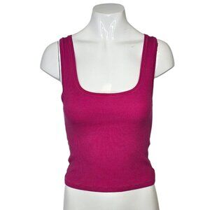 SKIMS Womens Ribbed Cropped Tank, Pink, Cotton Blend, Size Large